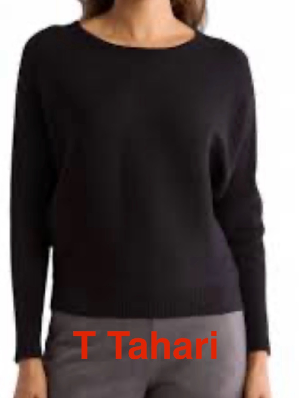 T Tahari | Dolman Sleeve Ribbed Pullover Black Sweater | Women’s Medium
